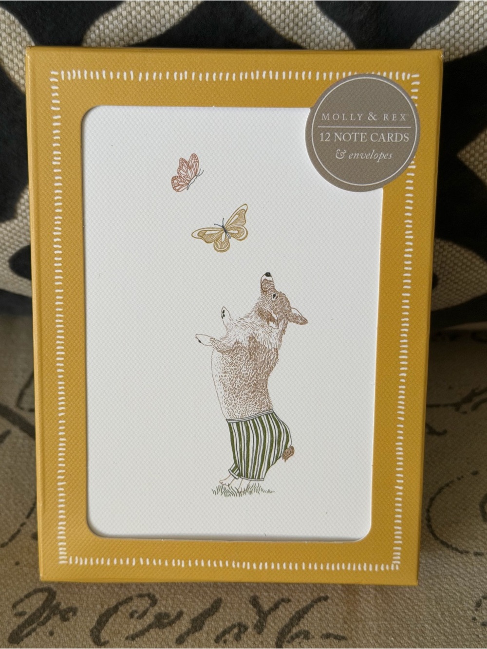 New Corgi Dog Butterfly Note Cards Blank Inside Set Of 12 Lined Envelopes